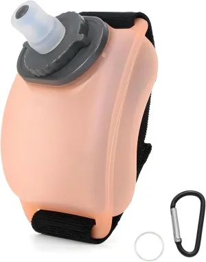Hands-Free 200ML Wrist Water Bottle – BPA-Free Food-Grade Silicone Leakproof Hydration for Running Fitness Gym Marathons Hiking – Lightweight Bite-Valve Portable Sports Flask,Pink