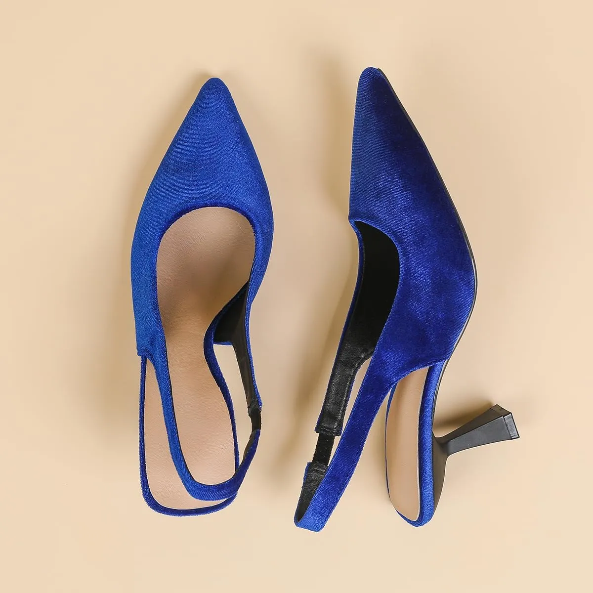 HROYL Women's Slingback Kitten Heels Closed Pointed Toe Wedding Party Dress Pumps Sandals