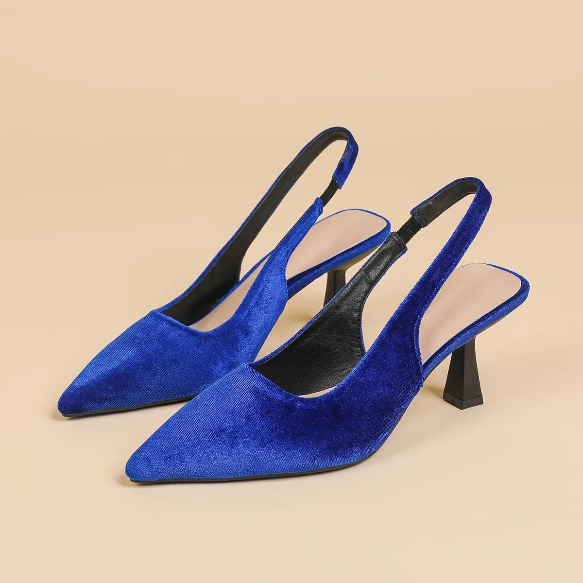 HROYL Women's Slingback Kitten Heels Closed Pointed Toe Wedding Party Dress Pumps Sandals