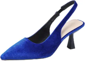 HROYL Women's Slingback Kitten Heels Closed Pointed Toe Wedding Party Dress Pumps Sandals