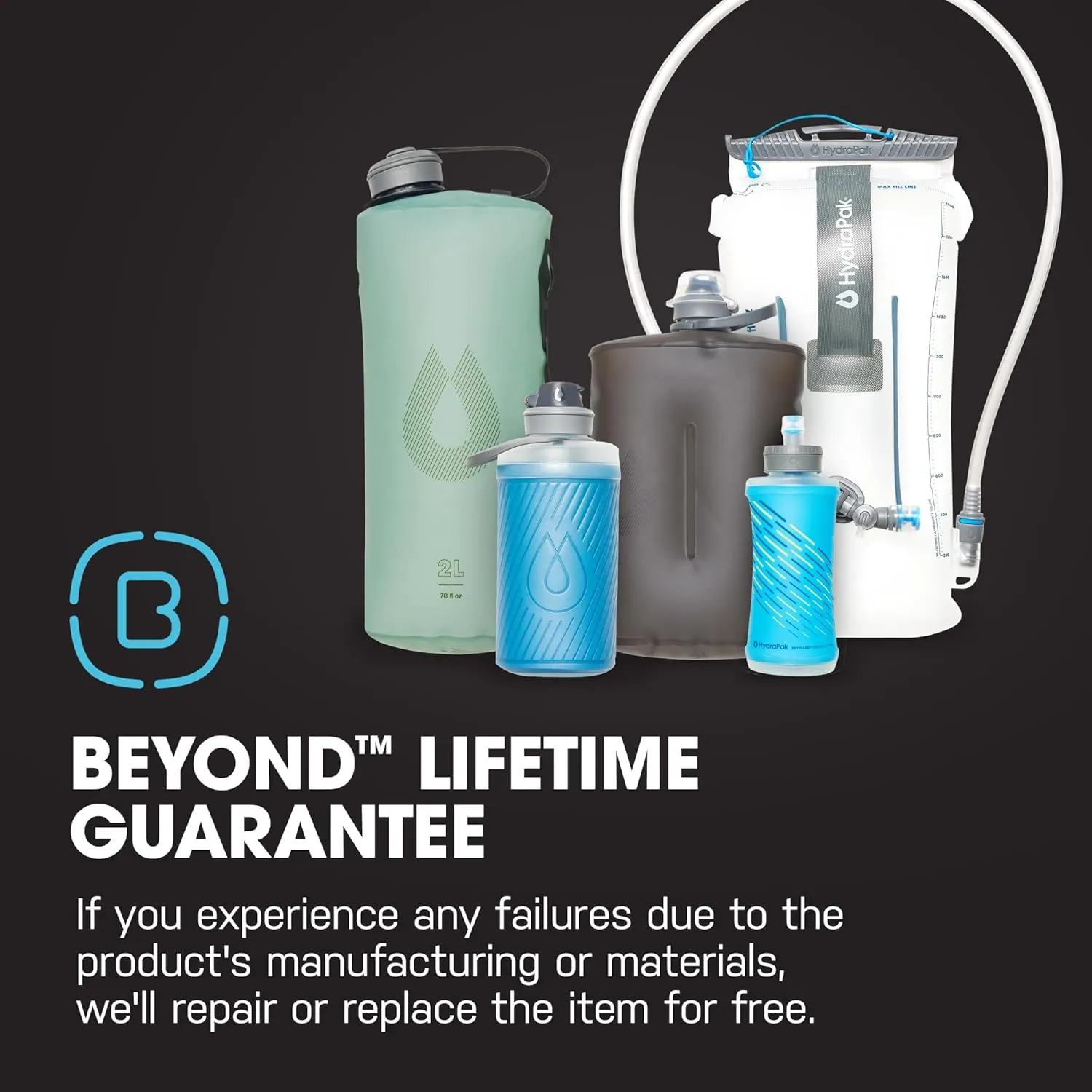 HydraPak Velocity Hydration Reservoir (1.5L or 2L), Slim Profile Water Bladder, Self-Sealing Bite Valve, Leak Proof, Reversible, Dishwasher Safe