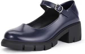 IDIFU IN2 Platform Mary Janes Shoes Closed Round Toe Low Short Block Chunky Thick Heels Wedding Prom Formal Work Graduation Dress Shoes for Women Comfortable Cute Vintage Oxfords Uniform Dressy Pumps