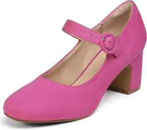 IDIFU IN3 Mary Jane Pumps Closed Toe Low Short Chunky Block Dress Shoes for Women Wedding Bridal Flight Attendant Heels Formal Cute Round Toe Vintage Small Thick Pumps Heels with Round Buckle