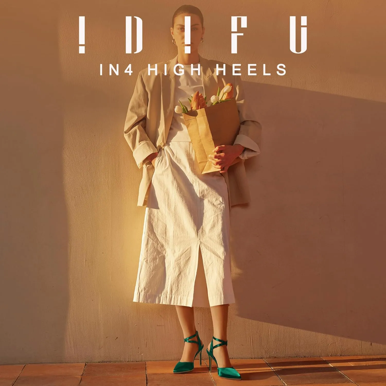 IDIFU IN4 High Heels Women's Pumps Strappy Stiletto Slingback Closed Pointed Toe Ankle Strap Satin Dress Shoes for Women Dressy Comfortable Wedding Bridal Office Formal Pumps Shoes