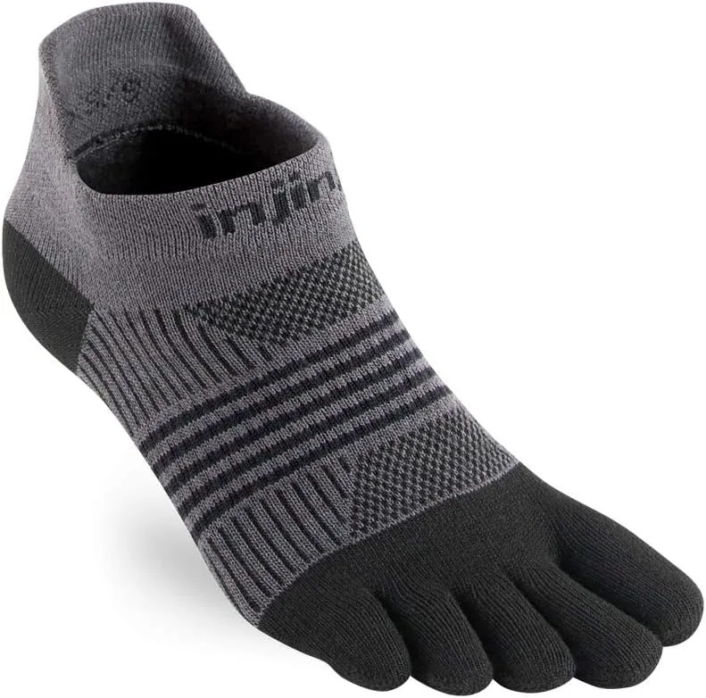 Injinji Women's Lightweight No-Show Running Socks Black/Grey 7.5-10.5, Daffodil, M-L
