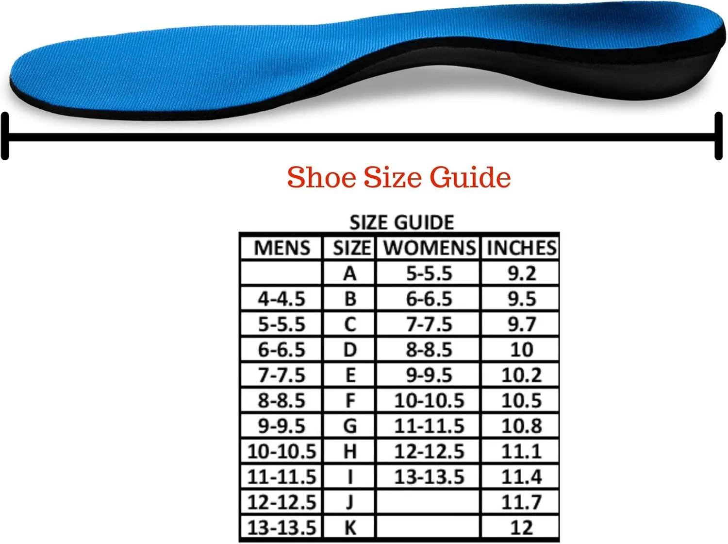 Insoles (Size K Mens (13-13.5) Arch Support