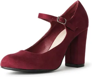J. Adams Skippy Heels for Women - Round Toe Chunky High Heel Mary Jane Pumps