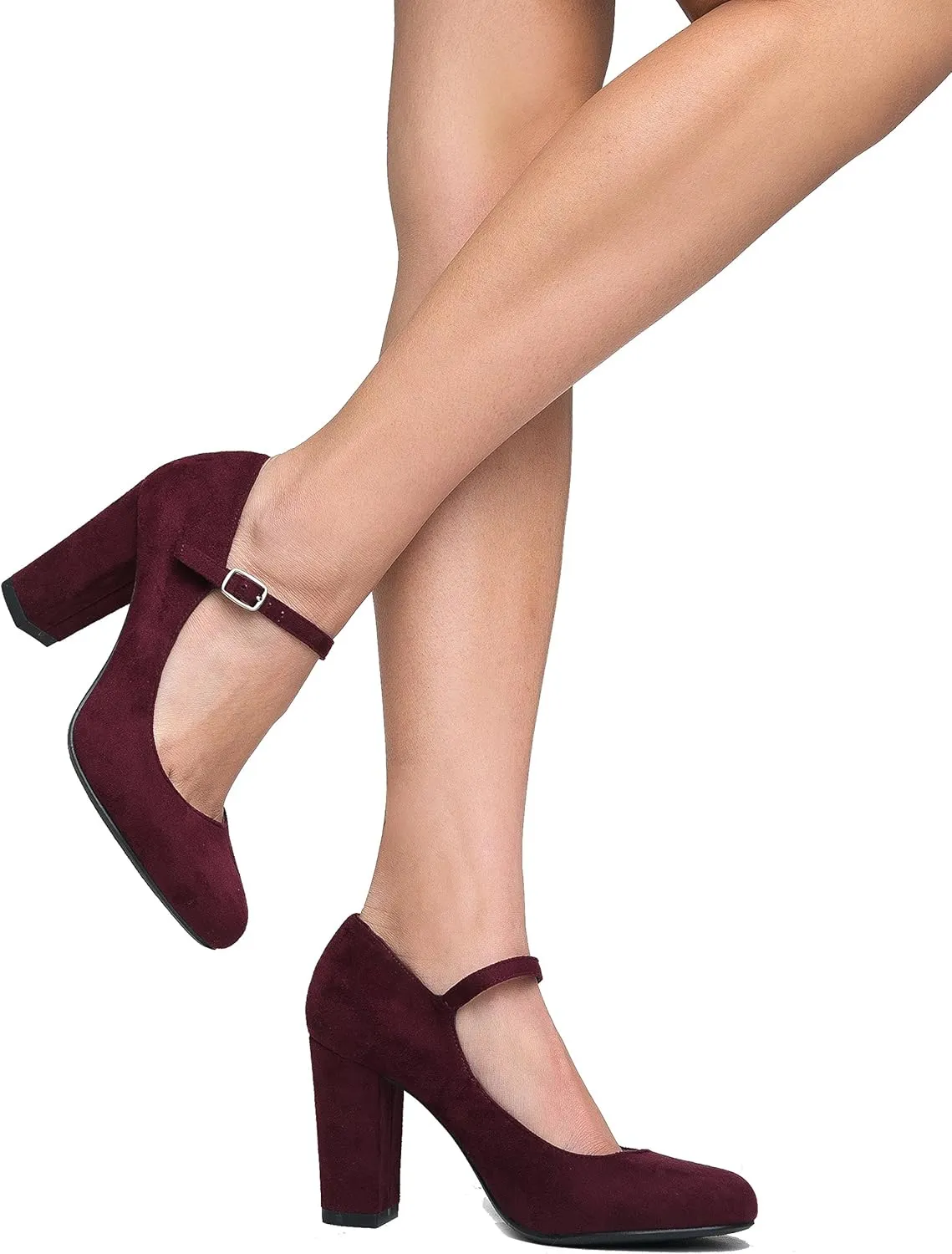 J. Adams Skippy Heels for Women - Round Toe Chunky High Heel Mary Jane Pumps