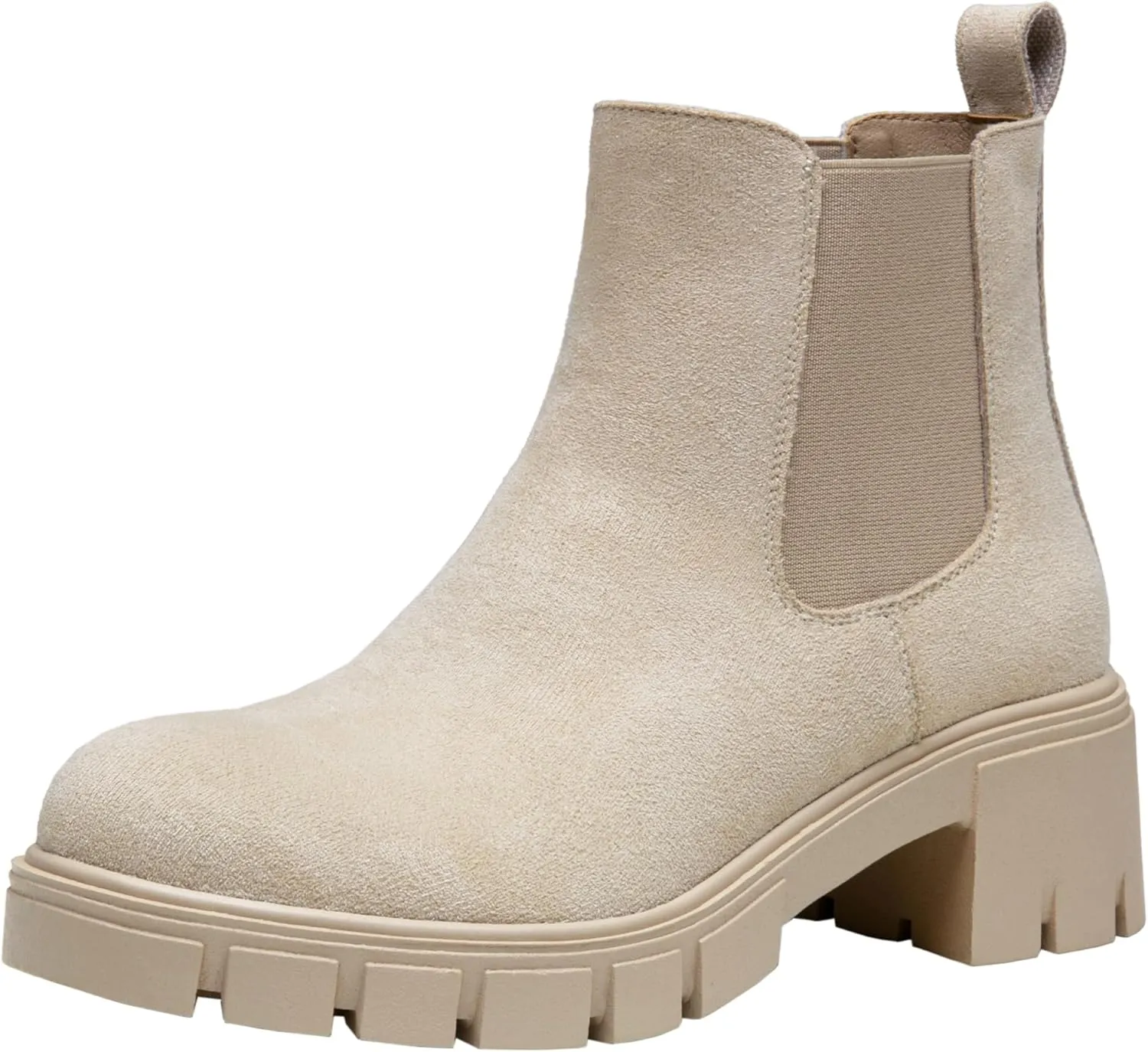 Jeossy Womens 9606 Chelsea Ankle Boots, Platform Chunky Low Heel Slip on Booties, Lug Sole Fashion Short Boots