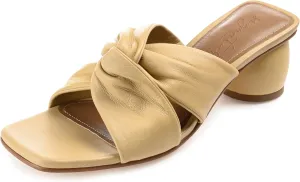 Journee Collection Signature Womens Genuine Leather Charlize Crisscross Twist Strap Sandals Slip On Round Heel Dress Shoe