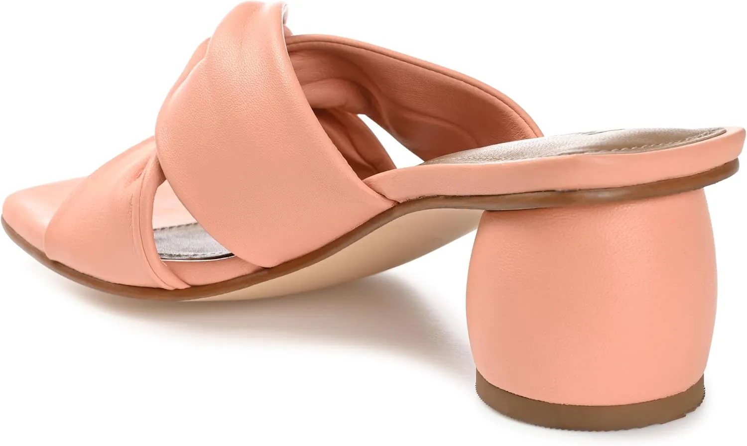 Journee Collection Signature Womens Genuine Leather Charlize Crisscross Twist Strap Sandals Slip On Round Heel Dress Shoe