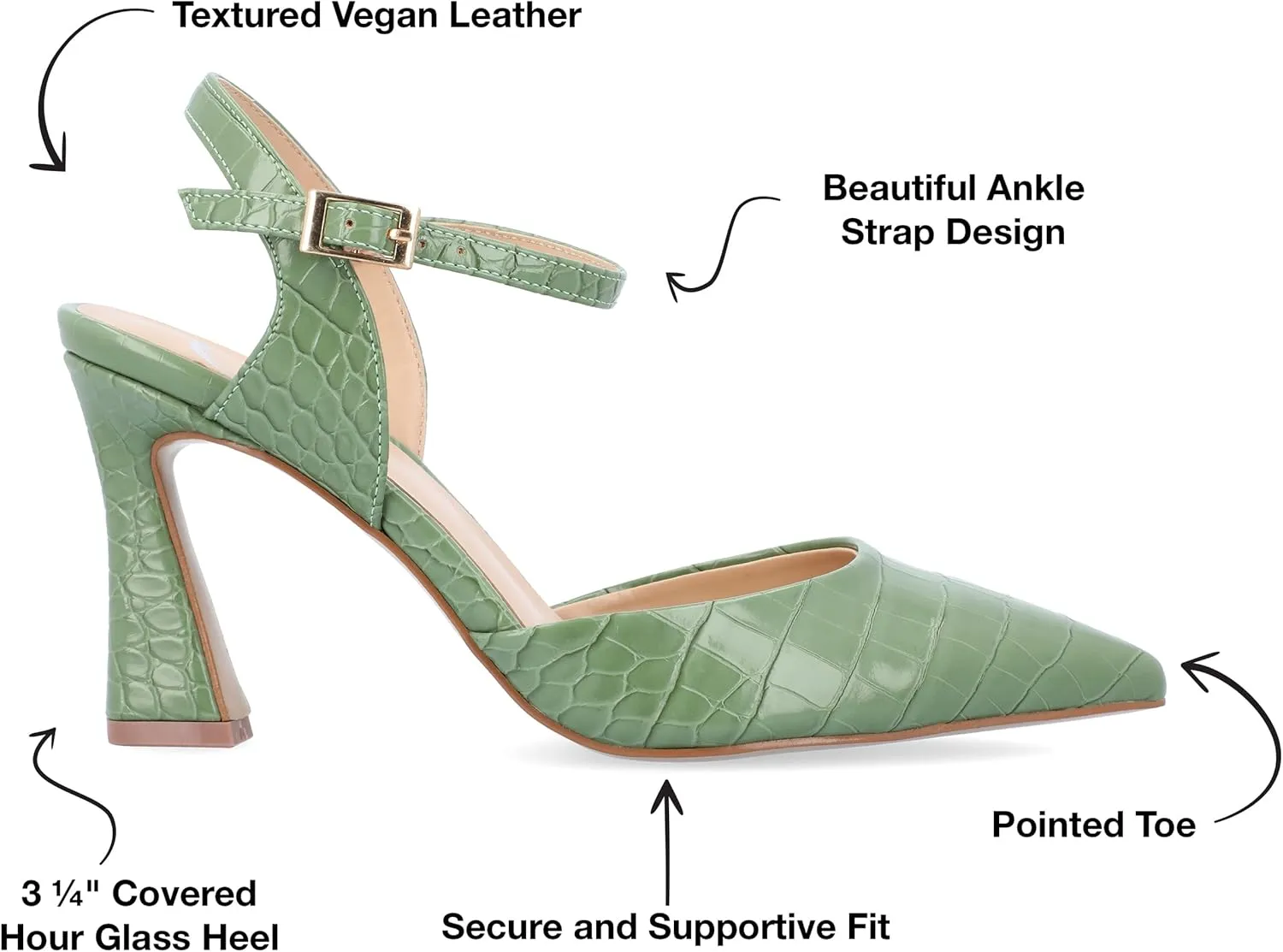 Journee Collection Womens Nixey Faux Leather Ankle Strap Pumps