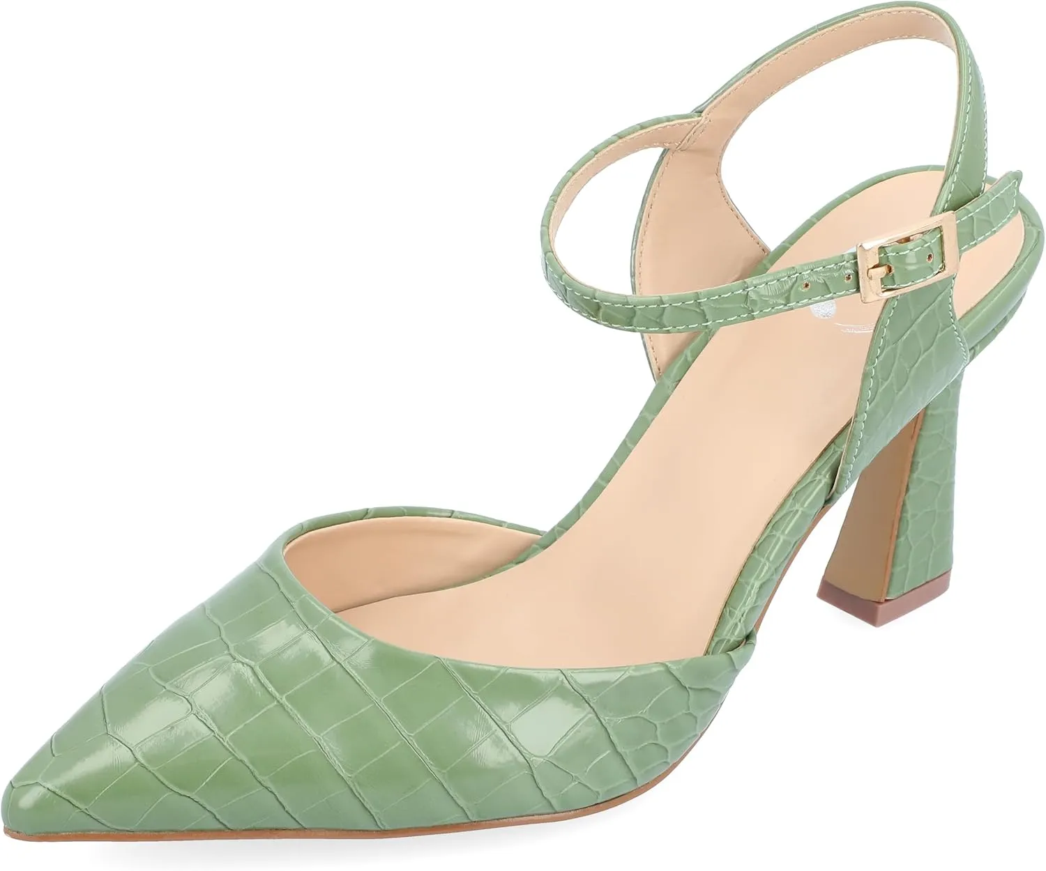 Journee Collection Womens Nixey Faux Leather Ankle Strap Pumps