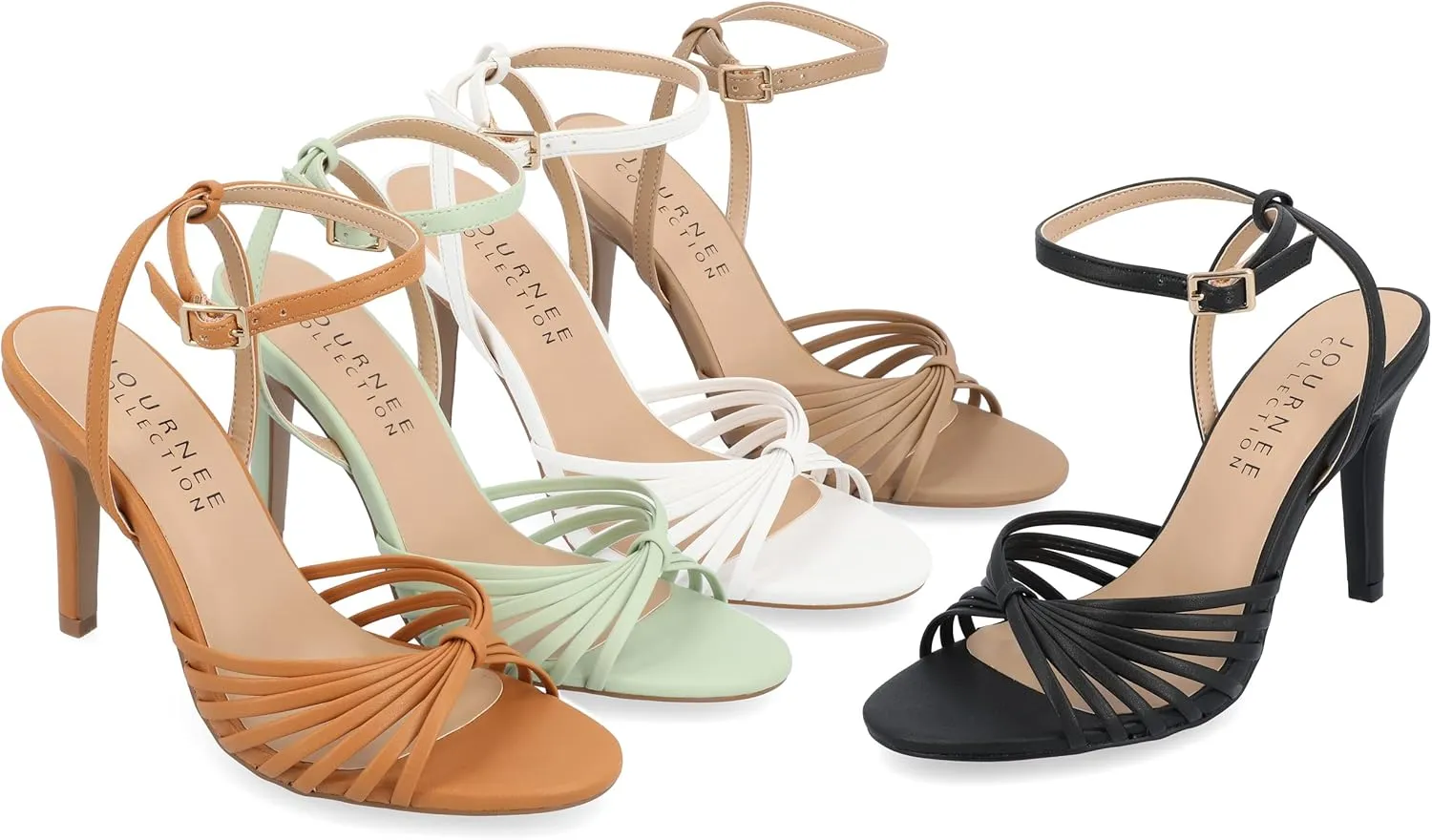 Journee Womens Vanita Multi Strap Stiletto Open Toe Dress Sandals
