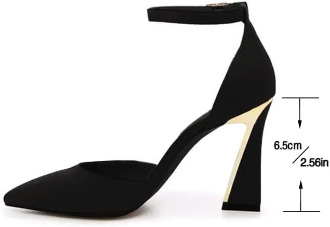 Juliet Holy Womens Pumps Point Closed Toe Heels Buckle Ankle Strap D'Orsay Heeled Sandals