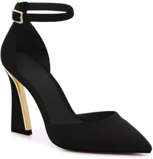 Juliet Holy Womens Pumps Point Closed Toe Heels Buckle Ankle Strap D'Orsay Heeled Sandals