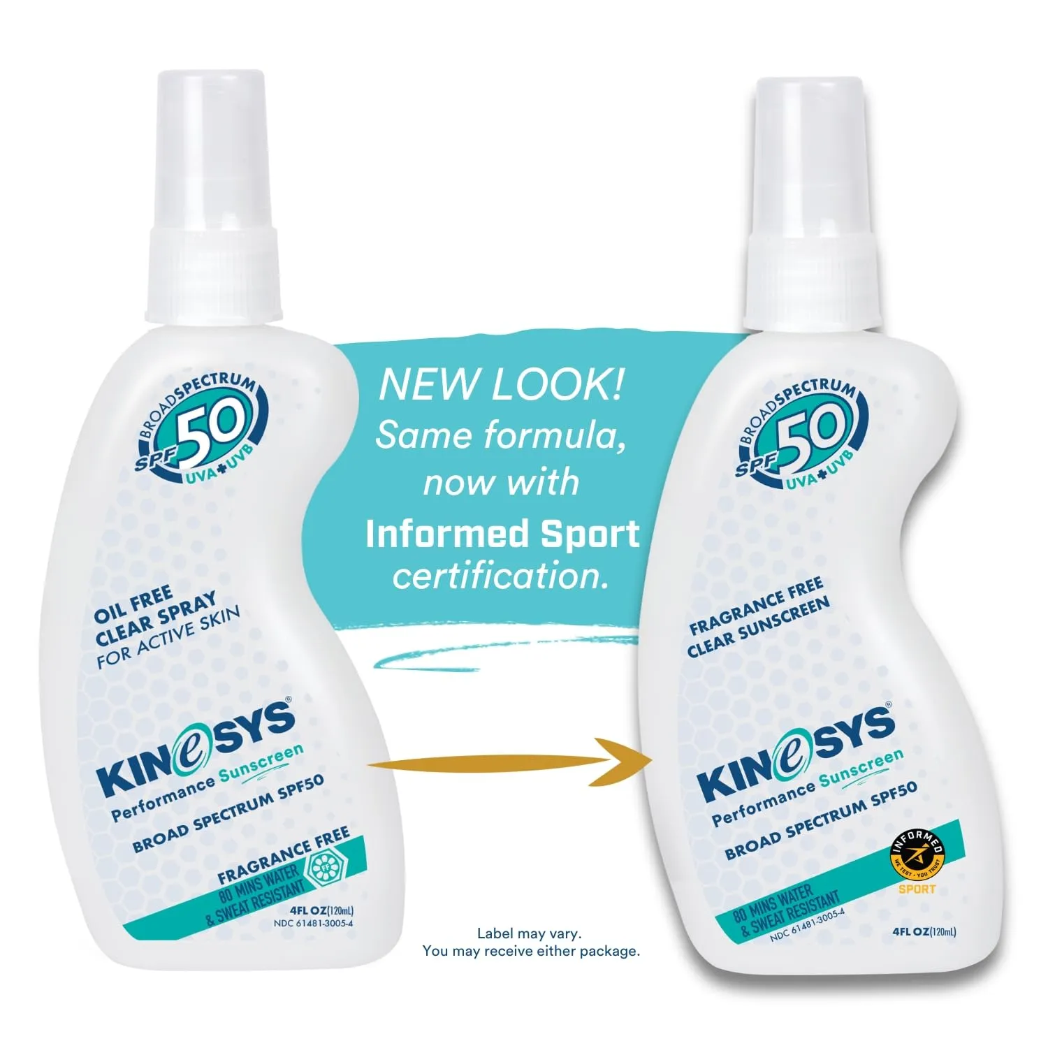 KINeSYS Fragrance Free Clear Spray Sunscreen for sensitive skin, SPF 50, Hypoallergenic, Broad Spectrum UVA/UVB protection for Face & Body; PABA and Oxybenzone FREE, 700  Sprays, 4 Fl Oz/120 mL