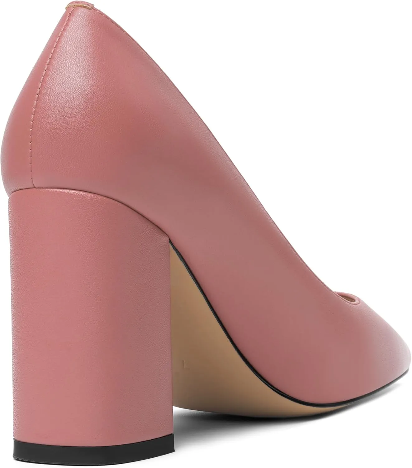 KUOARN Womens Office Formal Pointed Toe Solid Matte Slip On Block High Heel Pumps Shoes 3.3 Inch
