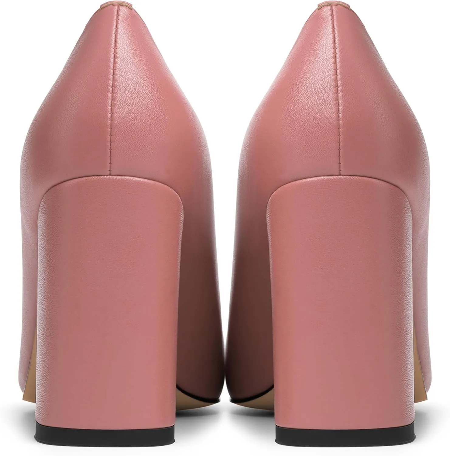 KUOARN Womens Office Formal Pointed Toe Solid Matte Slip On Block High Heel Pumps Shoes 3.3 Inch
