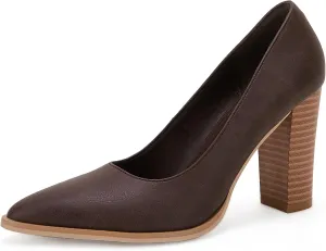 LAICIGO Women's Pointed Toe Pumps Chunky Block High Heel Slip On Dress Party Wedding Shoes
