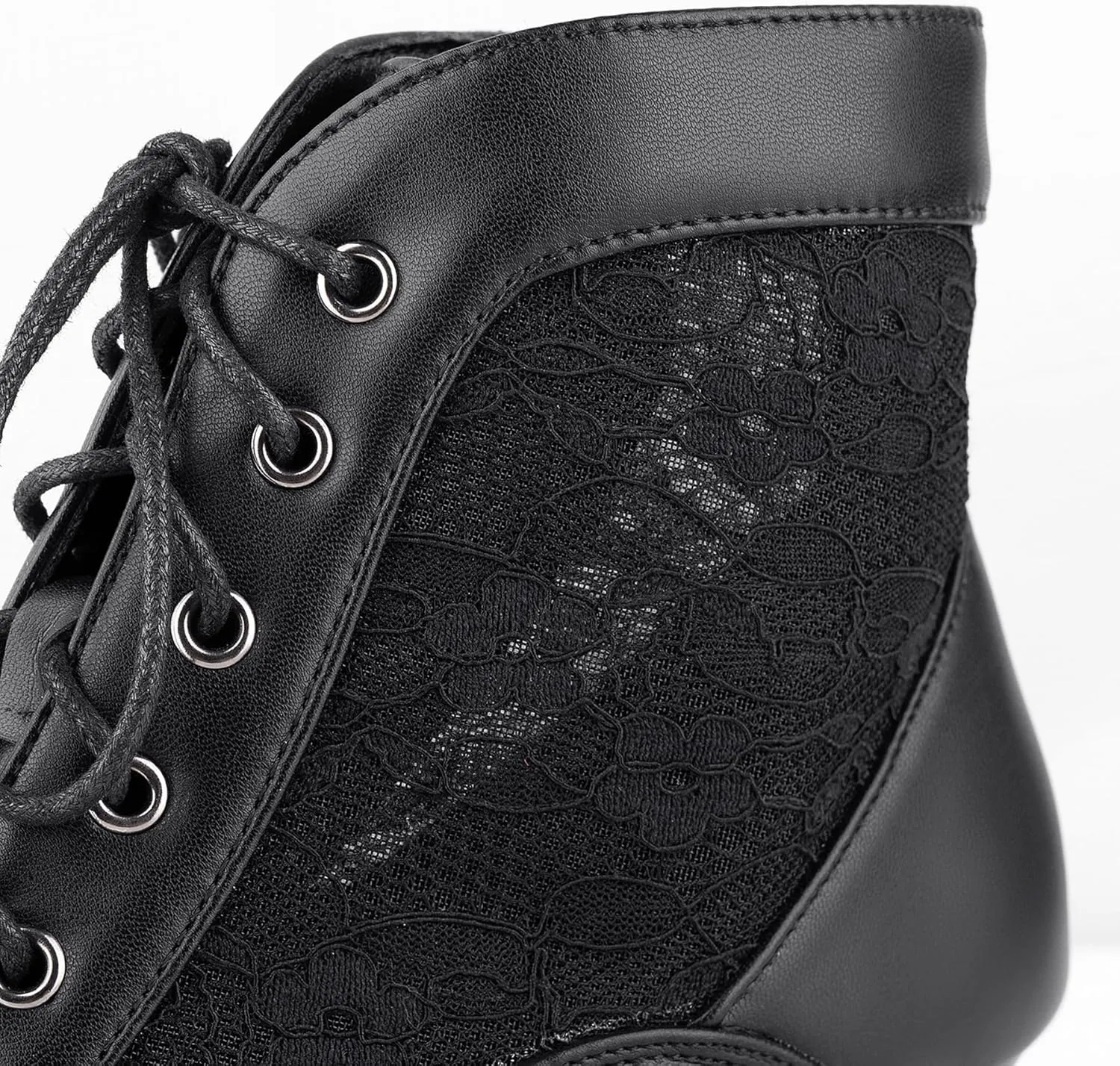LanreyTaley Women's Lace Short Ankle Boots Lace Up Victorian Booties Vintage Kitten Heel Lace Wedding Bridal