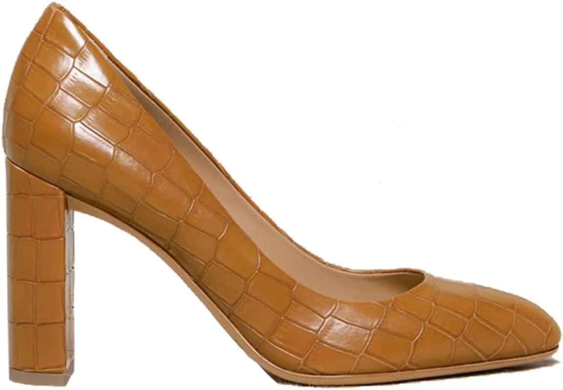 LEHOOR Women Chunky Block High Heel Pumps Shoes Pointed Closed Toe Slip On 3" Heels Dress Sandals Suede Crocodile Patent Leather Work Shoe Office Ladies Formal Dressy Wedding Party Retro 4-11 M US