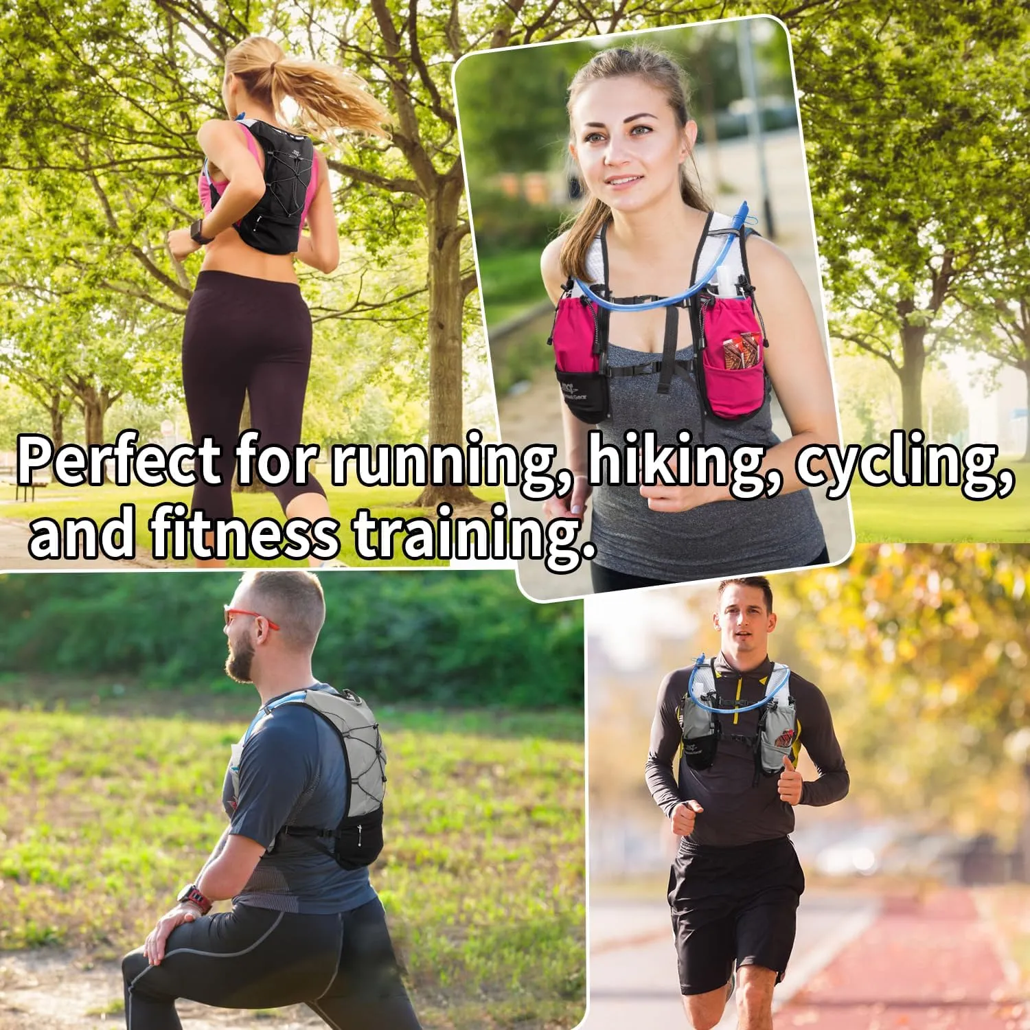 Lightweight Running Vest for Women & Men Hydration Backpack Pack with 1.5L Water Bladder Bag Running Gear Accessories for Hiking Marathon Trail Cycling
