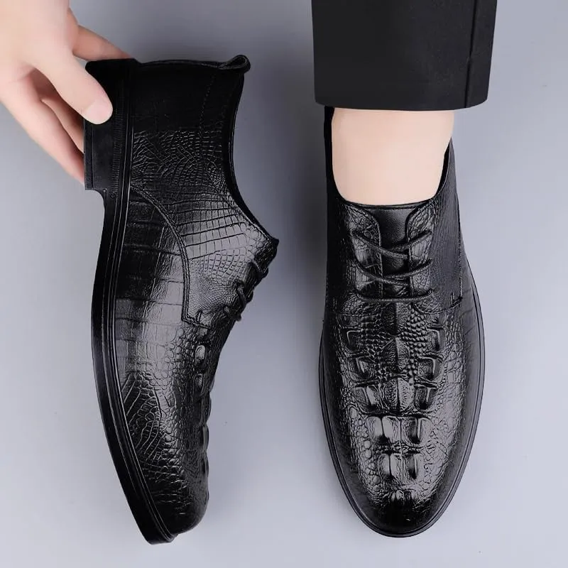 Luxury Men's Dress Shoes, Genuine Leather Italian Oxfords, Crocodile Pattern Monk Strap Brogue, Business & Wedding Formal Shoes