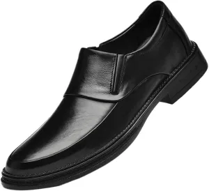 Men Vegan Leather Monk Strap Shoes Slip On Pointed Toe Apron Toe Non Slip Rubber Sole Low Top Block Heel Work Comfortable