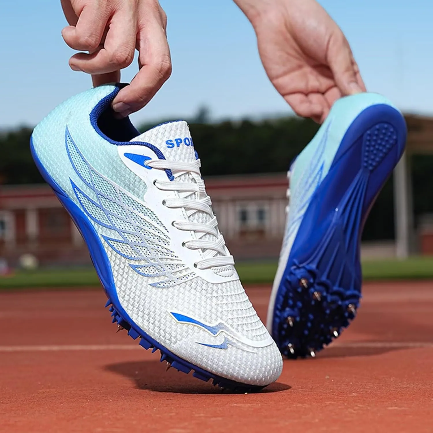 Men Women Track and Field Nail Shoes Youth Professional Training Competition Athletics 8 Nails Spikes Sprint Sport Sneakers Breathable Mesh Sprint & Jumping Athletic Shoes