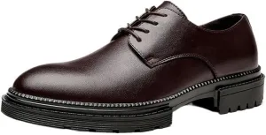Men's Casual Business Soft Sole Formal British Thick Sole Round Strap Design Suitable for Daily Travel Breathable Versatile Comfortable and Wear-Resistant