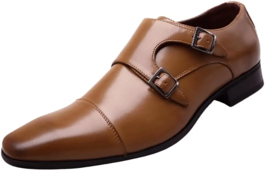 Men's Dress Oxford Shoes Classic Monk Strap Leather Business Wedding Shoes for Office Plus Size Formal Footwear