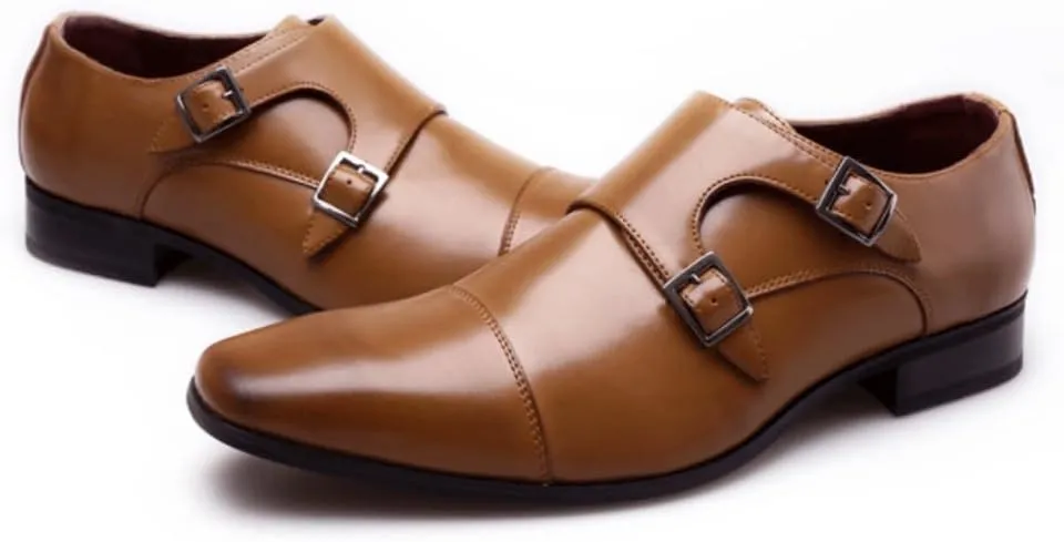 Men's Dress Oxford Shoes Classic Monk Strap Leather Business Wedding Shoes for Office Plus Size Formal Footwear