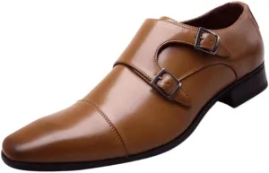 Men's Dress Oxford Shoes Classic Monk Strap Leather Business Wedding Shoes for Office Plus Size Formal Footwear
