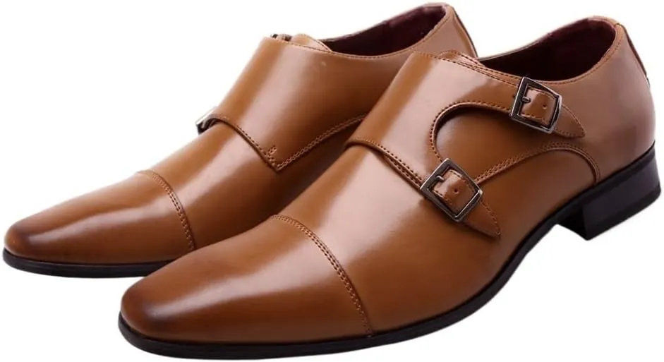 Men's Dress Oxford Shoes Classic Monk Strap Leather Business Wedding Shoes for Office Plus Size Formal Footwear