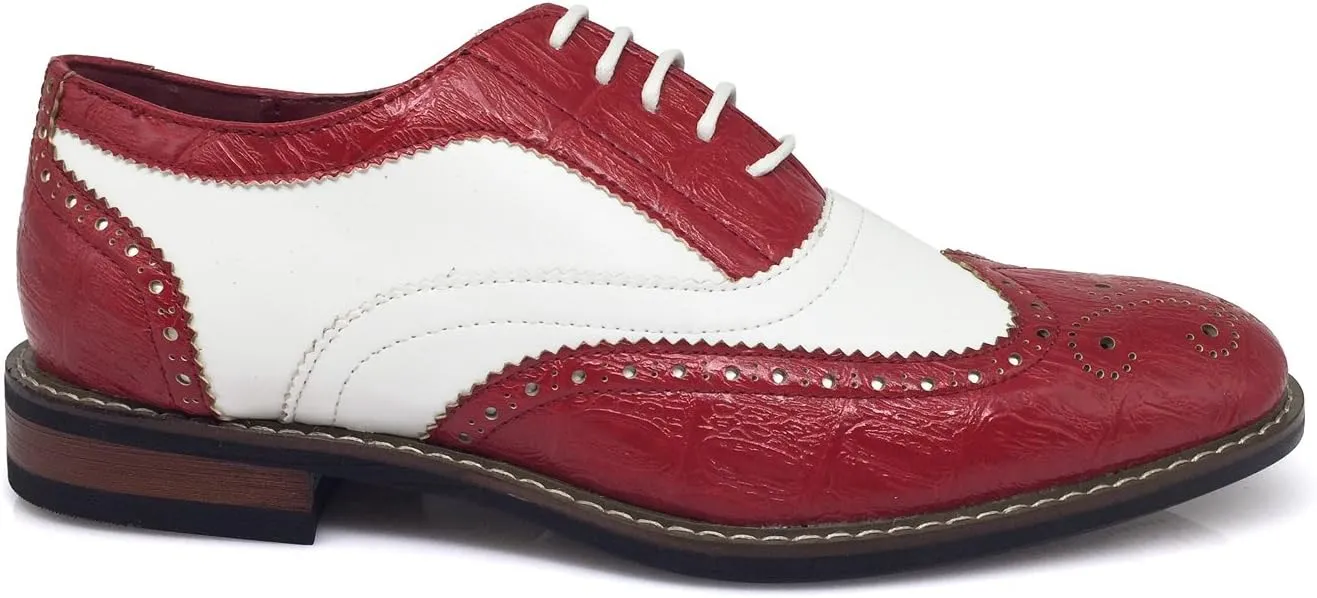 Men's Dress Oxfords Shoes Italy Modern Designer Wingtip Captoe 2 Tone Lace Up Shoes