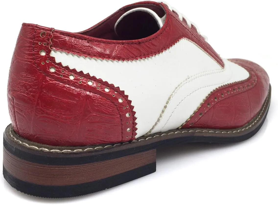 Men's Dress Oxfords Shoes Italy Modern Designer Wingtip Captoe 2 Tone Lace Up Shoes