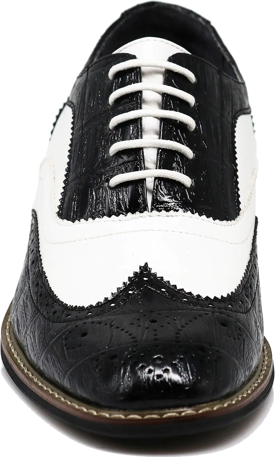 Men's Dress Oxfords Shoes Italy Modern Designer Wingtip Captoe 2 Tone Lace Up Shoes