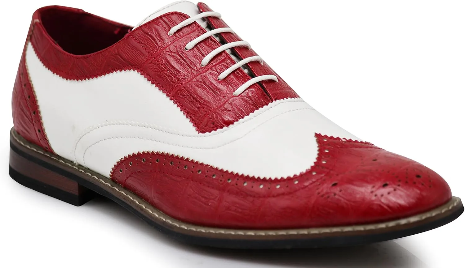 Men's Dress Oxfords Shoes Italy Modern Designer Wingtip Captoe 2 Tone Lace Up Shoes