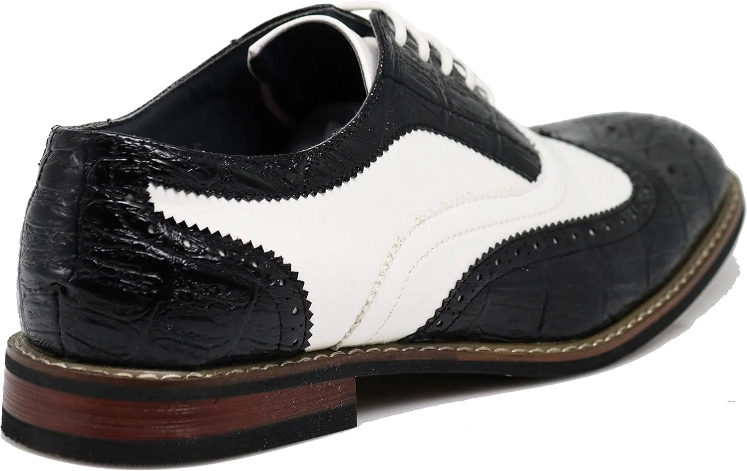 Men's Dress Oxfords Shoes Italy Modern Designer Wingtip Captoe 2 Tone Lace Up Shoes