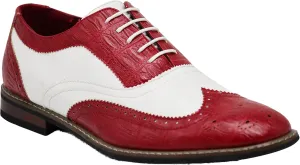 Men's Dress Oxfords Shoes Italy Modern Designer Wingtip Captoe 2 Tone Lace Up Shoes