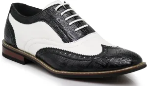 Men's Dress Oxfords Shoes Italy Modern Designer Wingtip Captoe 2 Tone Lace Up Shoes