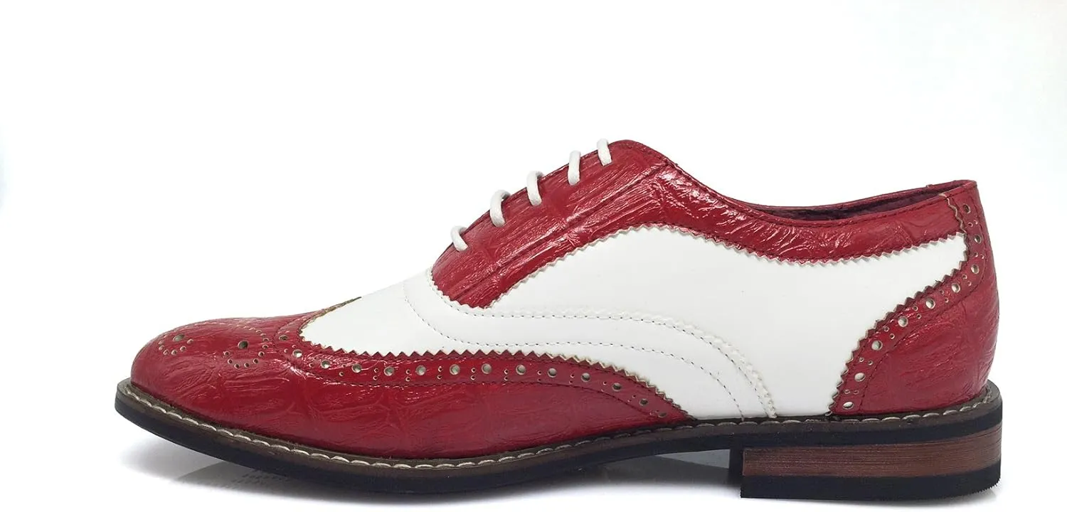 Men's Dress Oxfords Shoes Italy Modern Designer Wingtip Captoe 2 Tone Lace Up Shoes