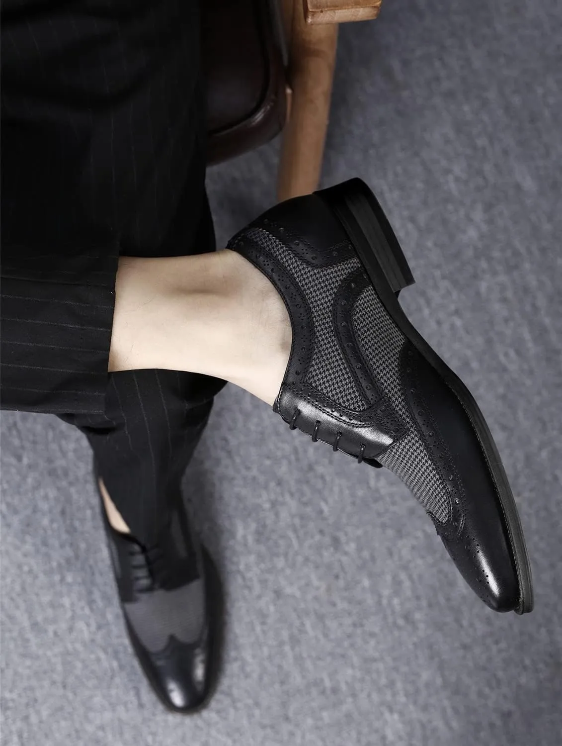 Men's Dress Shoes Lace-up Brogues Derbys Oxford Formal Shoes for Men Wedding Business Office