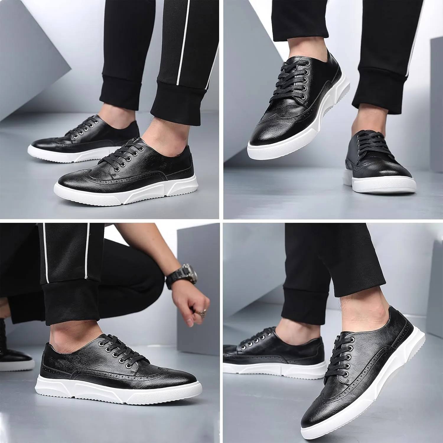 Men's Fashion Sneakers Classic Casual Shoes for Men Stylish Soft Men Dress Sneakers Wingtip Brogue Shoes