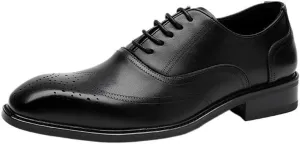 Mens Height Increasing Oxford Shoes Dress Formal Lace Up Brogue Wingtip Tuxedo for Wedding Prom