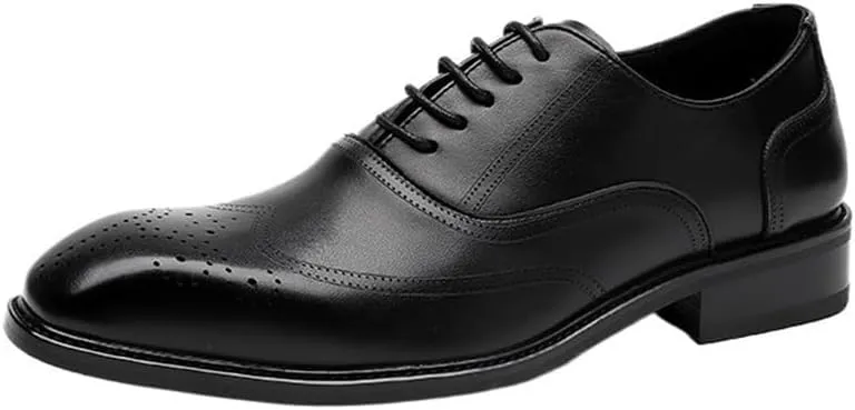 Mens Height Increasing Oxford Shoes Dress Formal Lace Up Brogue Wingtip Tuxedo for Wedding Prom