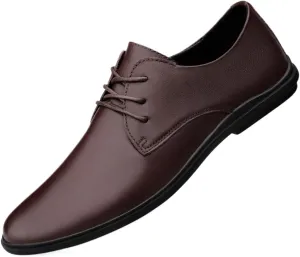 Mens Leather Shoes Wedding Office Classic Lace Up Low Top Leather Business Casual Men's Dress Shoes