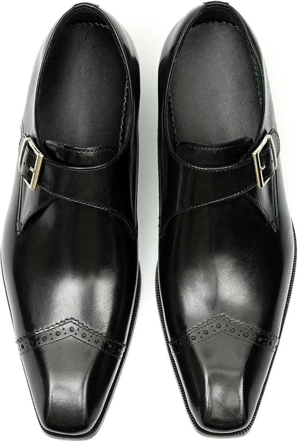 Mens Loafers Formal Dress Genuine Leather Square Toe Monk Strap Loafers Fashion Prom Wedding Business Casual Tuxedo Mocasines Comfortable Suit Shoes for Men