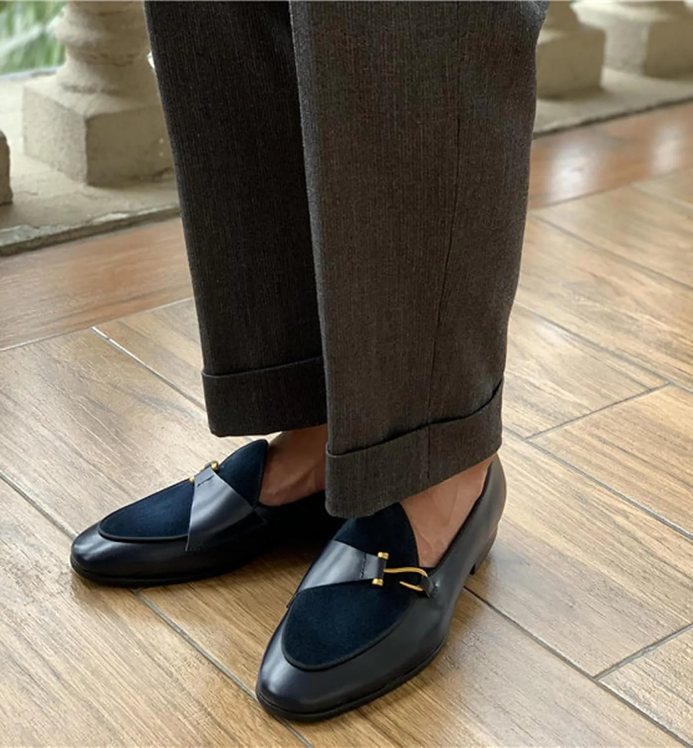 Men's Premium Leather Loafers, Black Cowhide Upper, Comfort Wedding Business Slip On Formal Dress Shoes